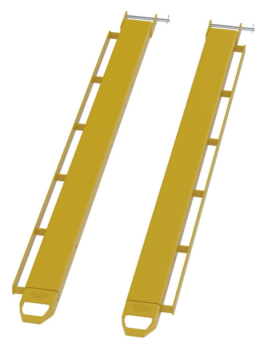 Vestil FE-5-96-P-LR Steel Pin Style Fork Extensions with Load Rails 5" X 96" 4,000 lb. Capacity Yellow