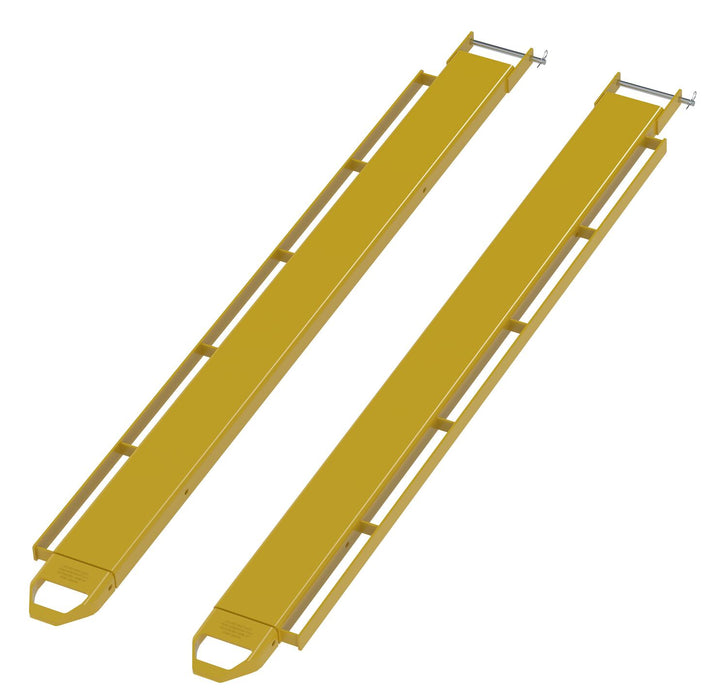 Vestil FE-6-96-P-LR Steel Pin Style Fork Extensions with Load Rails 6" X 96" 4,000 lb. Capacity Yellow