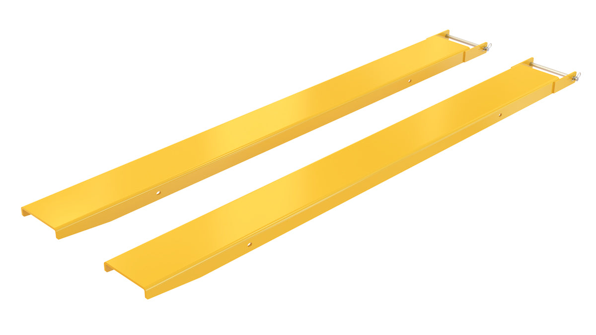 Vestil FE-7-84-P Steel Pin Style Fork Extensions 7 in. x 84 in. 4,000 lb. Capacity Yellow