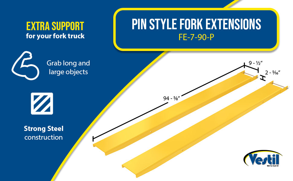 Vestil FE-7-90-P steel pin style fork extensions feature overview 3