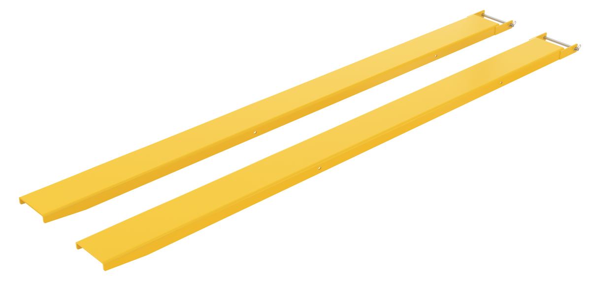 Vestil FE-8-120-P Steel Pin Style Fork Extensions 8 in. x 120 in. 4,000 lb. Capacity Yellow