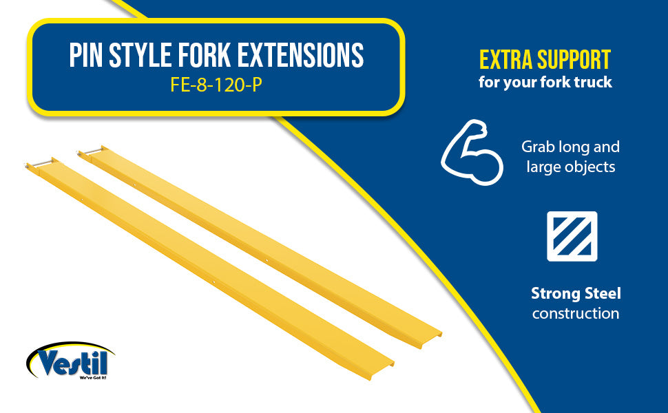Vestil FE-8-120-P steel pin style fork extensions feature overview 3