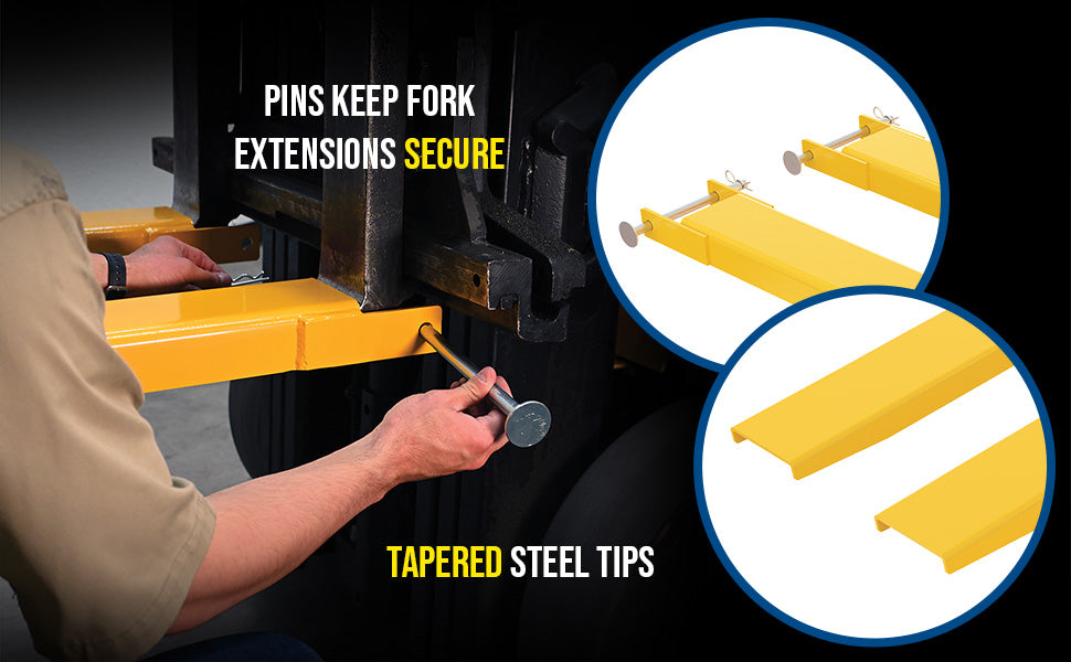 Vestil FE-8-120-P steel pin style fork extensions feature overview 1