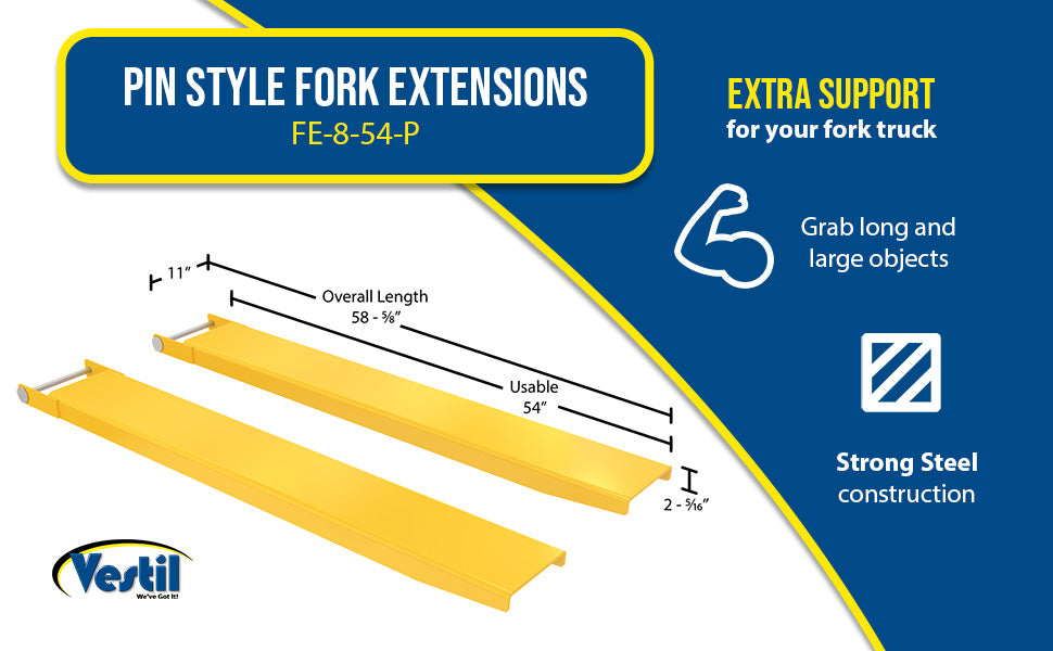 Vestil FE-8-54-P steel pin style fork extensions feature overview 3