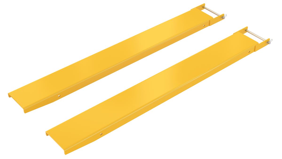 Vestil FE-8-66-P Steel Pin Style Fork Extensions 8 in. x 66 in. 4,000 lb. Capacity Yellow