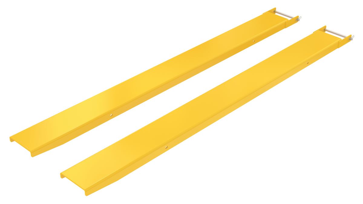 Vestil FE-8-90-P Steel Pin Style Fork Extensions 8 in. x 90 in. 4,000 lb. Capacity Yellow