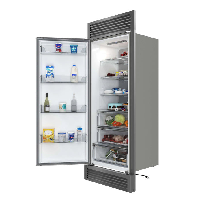 Forno Maderno 28-Inch Built-In 13.6 Cu.Ft. Convertible Refrigerator in Stainless Steel, Left Swing with Decorative Grille (FFFFD1722-32LSG)