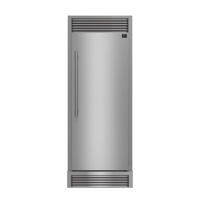 Forno Maderno 28-Inch Built-In 13.6 Cu. Ft. Convertible Refrigerator in Stainless Steel, Right Swing with Decorative Grille (FFFFD1722-32RSG)