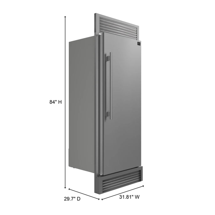 Forno Maderno 28-Inch Built-In 13.6 Cu. Ft. Convertible Refrigerator in Stainless Steel, Right Swing with Decorative Grille (FFFFD1722-32RSG)