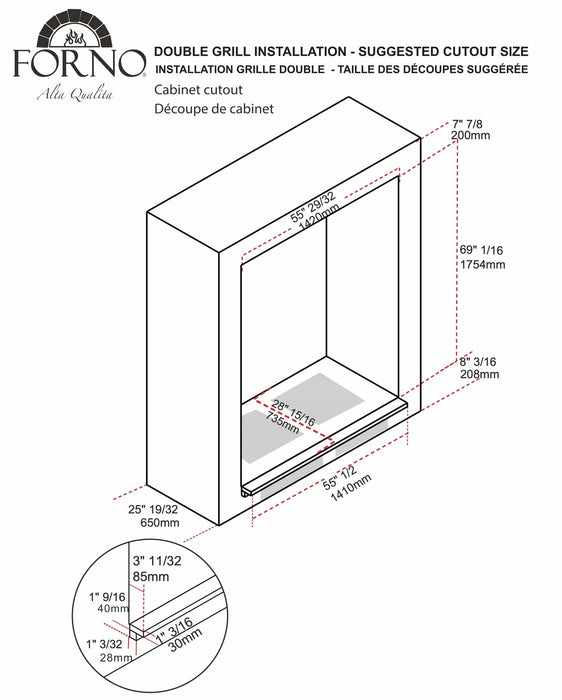 Forno 2-Piece Appliance Package - 48-Inch Gas Range and 60-Inch Built-In Refrigerator in Stainless Steel (FBDL-018-03CAUS)