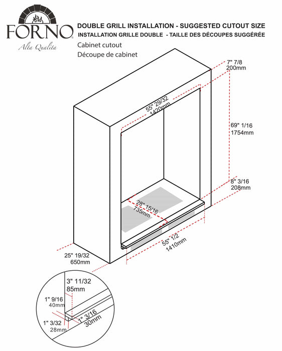 Forno 3-Piece Appliance Package - 48-Inch Capriasca Gas Range, Refrigerator, & Wall Mount Hood in Stainless Steel (FBDL-019-07CAUS)