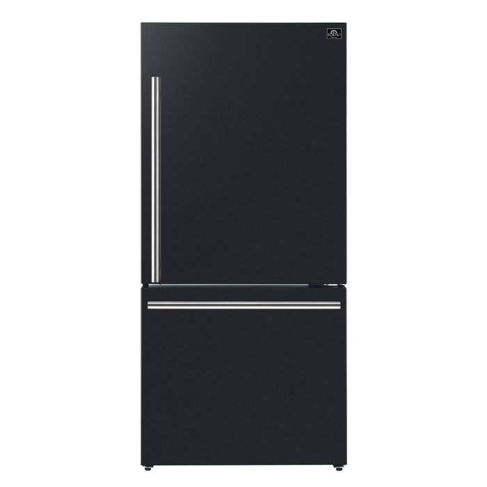 Forno 3-Piece Appliance Package - 30-Inch Leonardo Espresso Electric Range, Refrigerator, & Dishwasher in Black with Stainless Steel Handle (FBDL-007-02US)