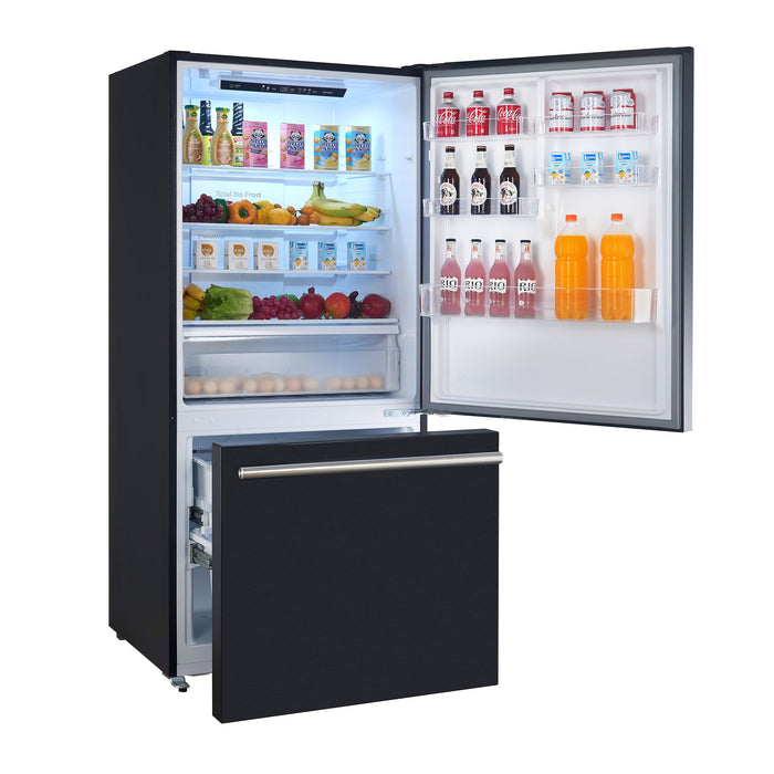 Forno 3-Piece Appliance Package - 30-Inch Leonardo Espresso Electric Range, Refrigerator, & Dishwasher in Black with Stainless Steel Handle (FBDL-007-02US)