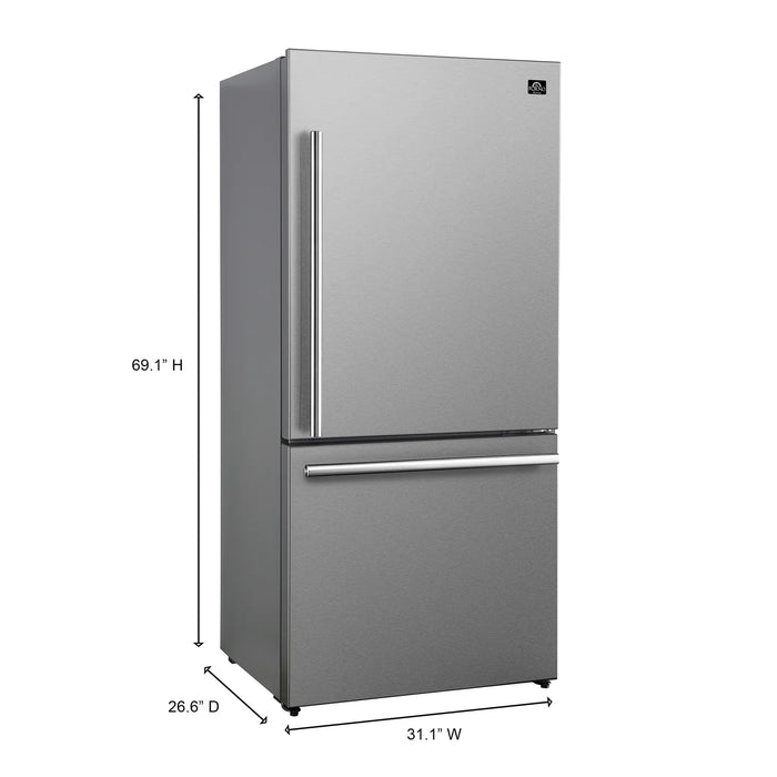 Forno Milano 62-Inch Freestanding Dual Bottom Freezer Refrigerator in Stainless Steel – 34.4 cu.ft, Touch Control, Ice Maker (FFFFD1787-60S)