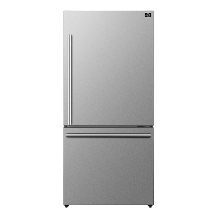 Forno Milano 62-Inch Freestanding Dual Bottom Freezer Refrigerator in Stainless Steel – 34.4 cu.ft, Touch Control, Ice Maker (FFFFD1787-60S)