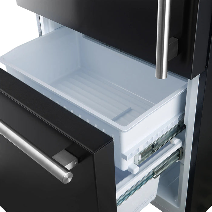 Forno Milano Espresso 31-Inch 17.2 cu. ft. Bottom Freezer Door Refrigerator in Black with Stainless Steel Handle (FFFFD1786-31BLK) FORNO