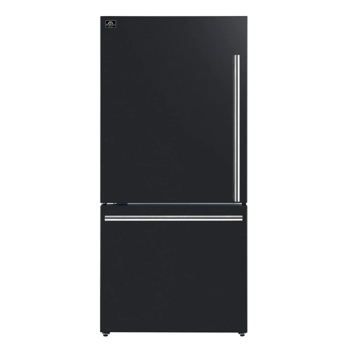 Forno Milano Espresso Package - 62-Inch, 34.4 cu. ft. Refrigerators with Bottom Freezers in Black with Stainless Steel Handle (FFFFD1787-60BLK)