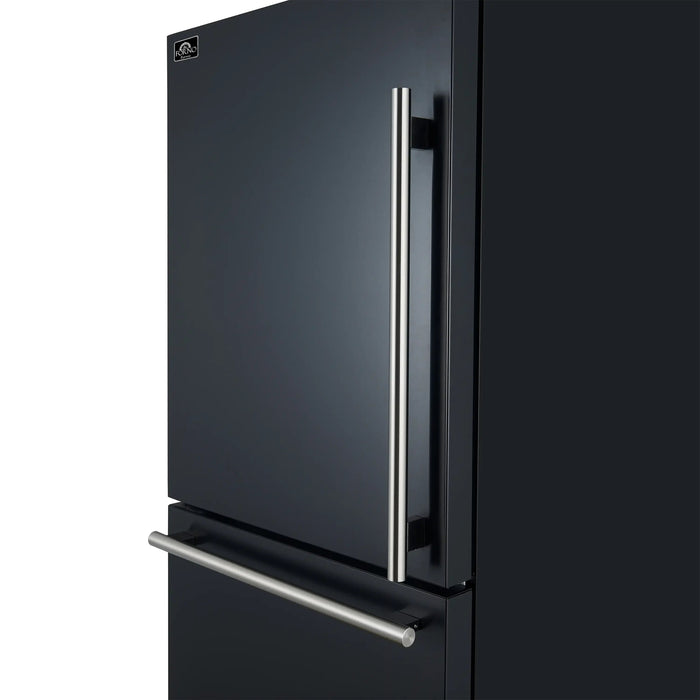 Forno Milano Espresso 31-Inch 17.2 cu. ft. Bottom Freezer Door Refrigerator in Black with Stainless Steel Handle (FFFFD1786-31BLK) FORNO