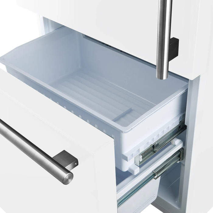 Forno Milano Espresso 31-Inch 17.2 cu. ft. Refrigerator and Bottom Freezer in White with Stainless Steel Handle, Left Hinge (FFFFD1786-31WHT) FORNO