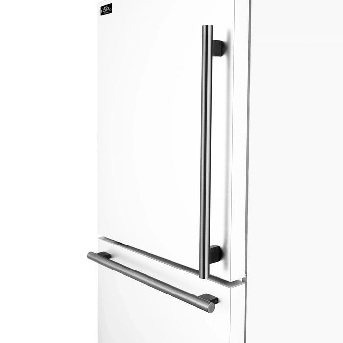 Forno Milano Espresso 31-Inch 17.2 cu. ft. Refrigerator and Bottom Freezer in White with Stainless Steel Handle, Left Hinge (FFFFD1786-31WHT) FORNO
