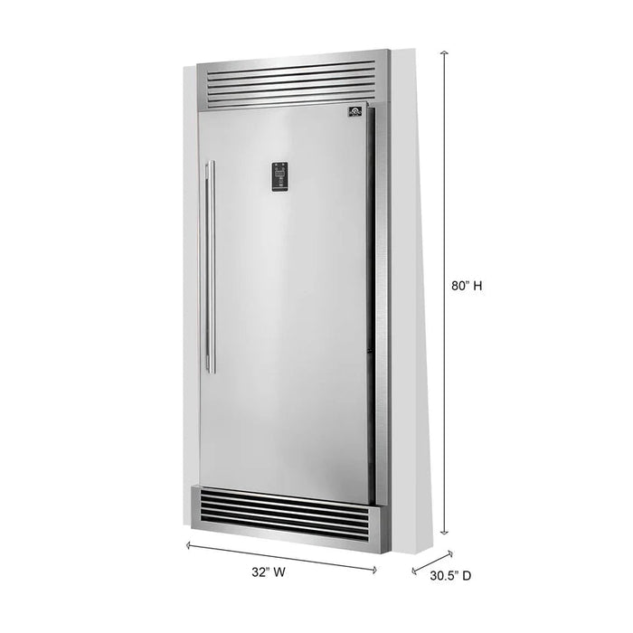FORNO Rizzuto 28’’ Right Swing Refrigerator/Freezer Stainless Steel color 13.8 cu.ft with Grille Trim Kit - FFFFD1933-32RS FORNO