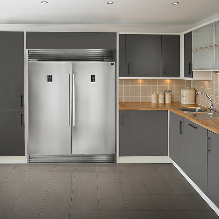 Forno Rizzuto 60-Inch 27.6 Cu. Ft. Built-In Convertible Refrigerator and Freezer in Stainless Steel with Grille Trim (FFFFD1933-60S)