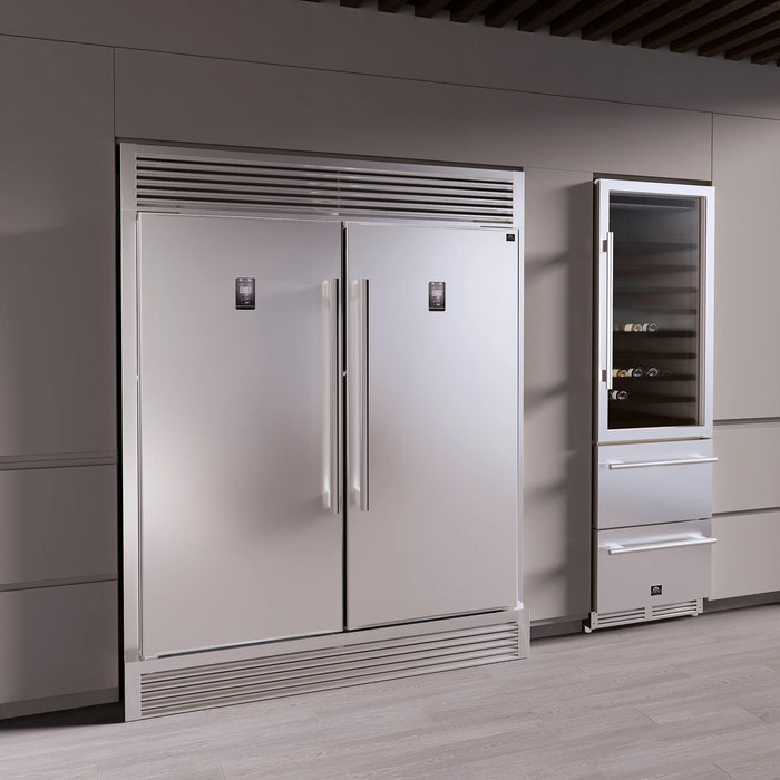 Forno Rizzuto 60-Inch 27.6 Cu. Ft. Built-In Convertible Refrigerator and Freezer in Stainless Steel with Grille Trim (FFFFD1933-60S)