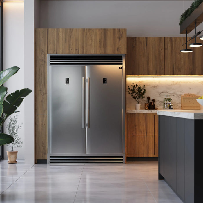 Forno Rizzuto 60-Inch 27.6 Cu. Ft. Built-In Convertible Refrigerator and Freezer in Stainless Steel with Grille Trim (FFFFD1933-60S)