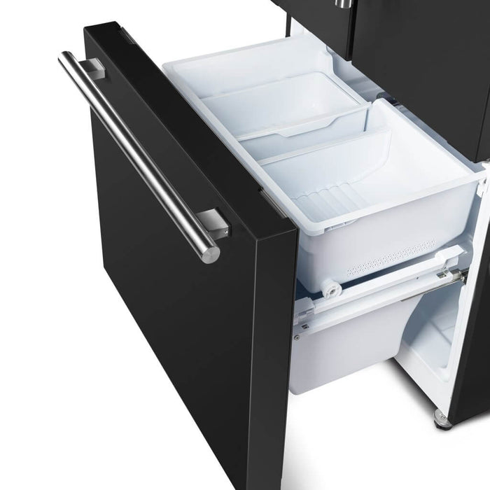 Forno Espresso Gallipoli 30-inch 17.5 cu. ft. French Door Refrigerator with Ice Maker in Black with Stainless Steel Handle (FFFFD1974-31BLK) FORNO