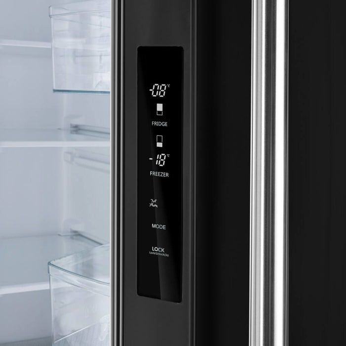 Forno Espresso Gallipoli 30-inch 17.5 cu. ft. French Door Refrigerator with Ice Maker in Black with Stainless Steel Handle (FFFFD1974-31BLK) FORNO
