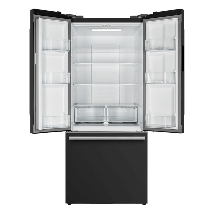 Forno Espresso Gallipoli 30-inch 17.5 cu. ft. French Door Refrigerator with Ice Maker in Black with Stainless Steel Handle (FFFFD1974-31BLK) FORNO