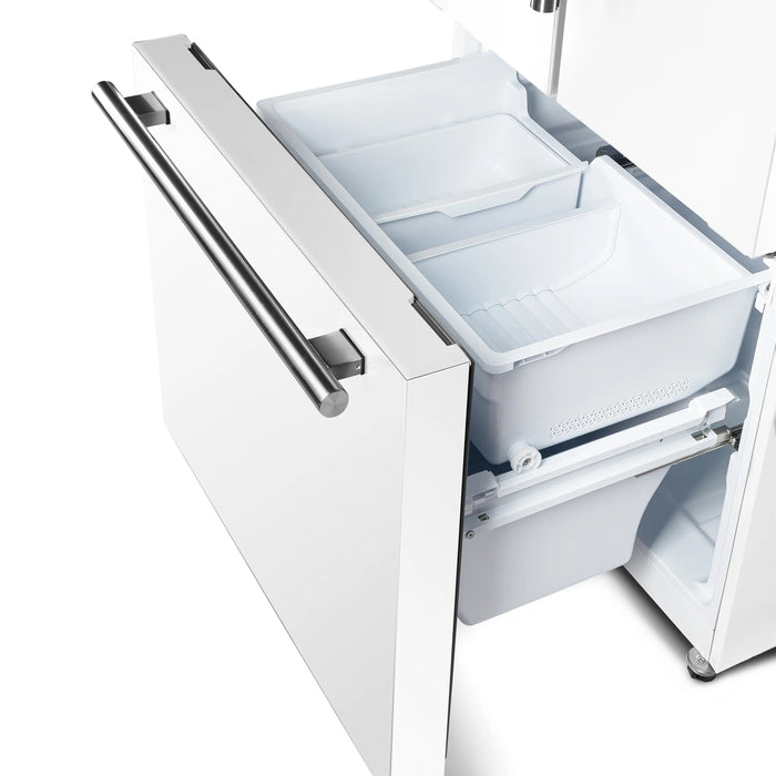 Forno Espresso Gallipoli 30-inch 17.5 cu. ft. French Door Refrigerator with Ice Maker in White with Stainless Steel Handle (FFFFD1974-31WHT) FORNO