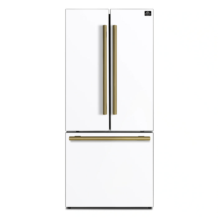 Forno 2-Piece Appliance Package - 30-Inch Electric Range and 30-Inch Refrigerator in White with Antique Brass Handle (FBDL-003-11US)