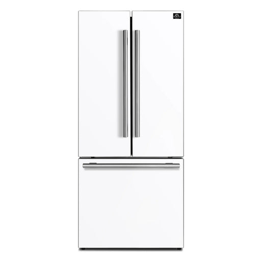 Forno Espresso Gallipoli 30-inch 17.5 cu. ft. French Door Refrigerator with Ice Maker in White with Stainless Steel Handle (FFFFD1974-31WHT) FORNO