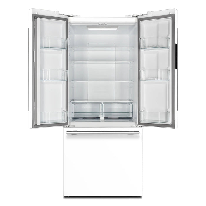 Forno Espresso Gallipoli 30-inch 17.5 cu. ft. French Door Refrigerator with Ice Maker in White with Stainless Steel Handle (FFFFD1974-31WHT) FORNO