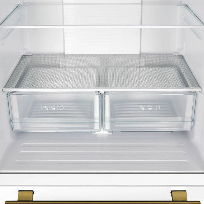 Forno Espresso Gallipoli 30-inch 17.5 cu. ft. French Door Refrigerator with Ice Maker in White with Stainless Steel Handle (FFFFD1974-31WHT) FORNO