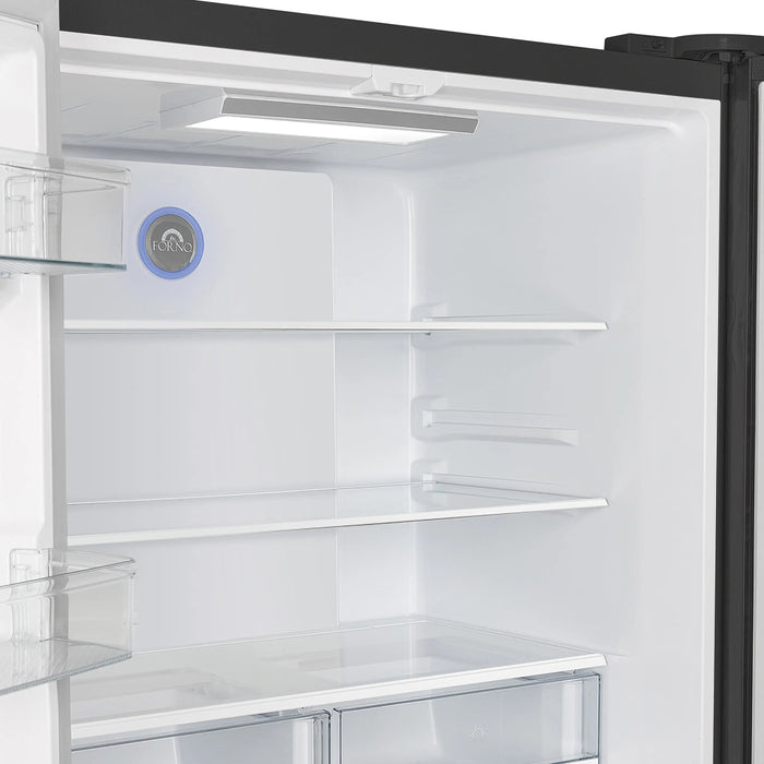 Forno Espresso Moena 36-inch 19.2 Cu.ft French Door Refrigerator in Black with Antique Brass Handle (FFRBI1820-36BLK) FORNO