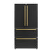 Forno Espresso Moena 36-inch 19.2 Cu.ft French Door Refrigerator in Black with Antique Brass Handle (FFRBI1820-36BLK) FORNO