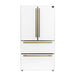 Forno Espresso Moena 36-inch 19.2 Cu.ft French Door Refrigerator in White with Antique Brass Handle (FFRBI1820-36WHT) FORNO