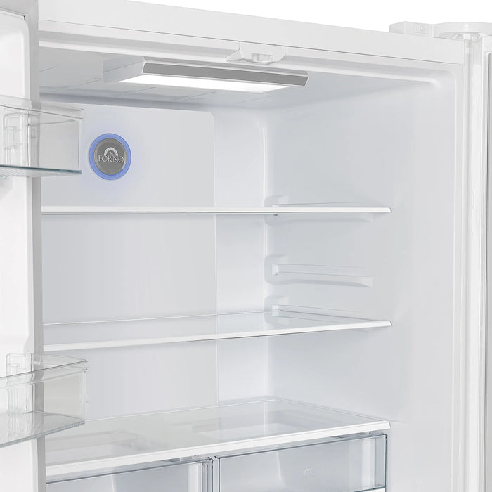 Forno Espresso Moena 36-inch 19.2 Cu.ft French Door Refrigerator in White with Antique Brass Handle (FFRBI1820-36WHT) FORNO
