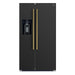 Forno Espresso Salerno 36-inch 20 cu.ft Side-by-Side Refrigerator with Water Dispenser in Black with Antique Brass Handle (FFRBI1844-36BLK) FORNO