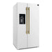 Forno Espresso Salerno 36-inch 20 cu.ft Side-by-Side Refrigerator with Water Dispenser in White with Antique Brass Handle (FFRBI1844-36WHT) FORNO
