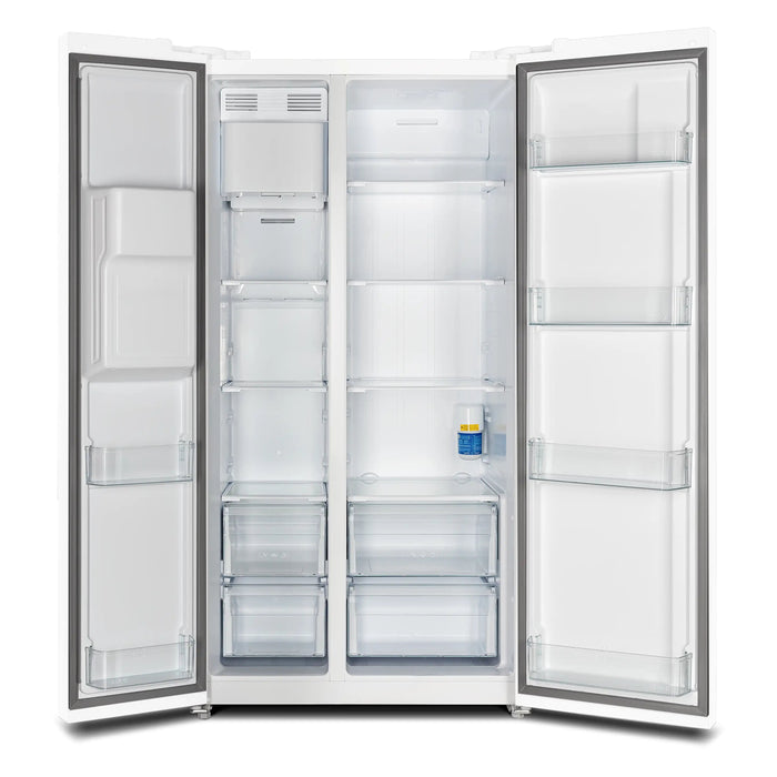 Forno Espresso Salerno 36-inch 20 cu.ft Side-by-Side Refrigerator with Water Dispenser in White with Antique Brass Handle (FFRBI1844-36WHT) FORNO