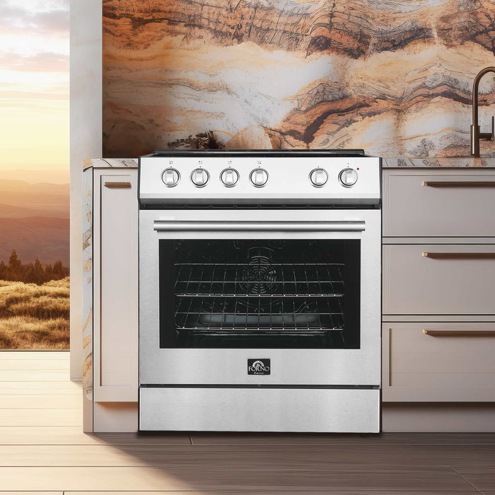 Forno Leonardo Espresso 30-Inch Electric Range with 5.0 cu. Ft. Electric Oven in Stainless Steel (FFSEL6012-30) FORNO