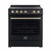 Forno Leonardo Espresso 30-Inch Electric Range with 5.0 cu. Ft. Electric Oven in Black with Brass Trim (FFSEL6012-30BLK) FORNO