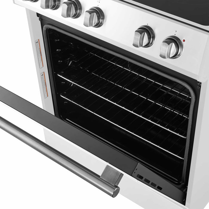Forno Leonardo Espresso 30-Inch Electric Range with 5.0 cu. Ft. Electric Oven in White in Brass Trim (FFSEL6012-30WHT) FORNO