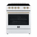 Forno Leonardo Espresso 30-Inch Electric Range with 5.0 cu. Ft. Electric Oven in White in Brass Trim (FFSEL6012-30WHT) FORNO