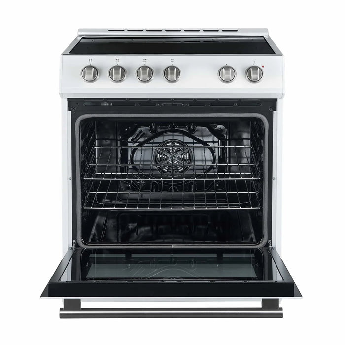 Forno Espresso 2-Piece Appliance Package - 30-Inch Electric Range with 5.0 Cu.Ft. Electric Oven and Under Cabinet Range Hood in White with Antique Brass Trim (FBDL-002-03US)