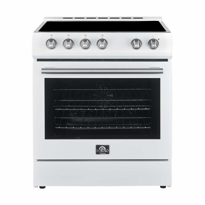 Forno Leonardo Espresso 30-Inch Electric Range with 5.0 cu. Ft. Electric Oven in White in Brass Trim (FFSEL6012-30WHT) FORNO