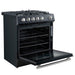 Forno Leonardo Espresso 30-Inch Black Gas Range - Angle Open Door Detail
